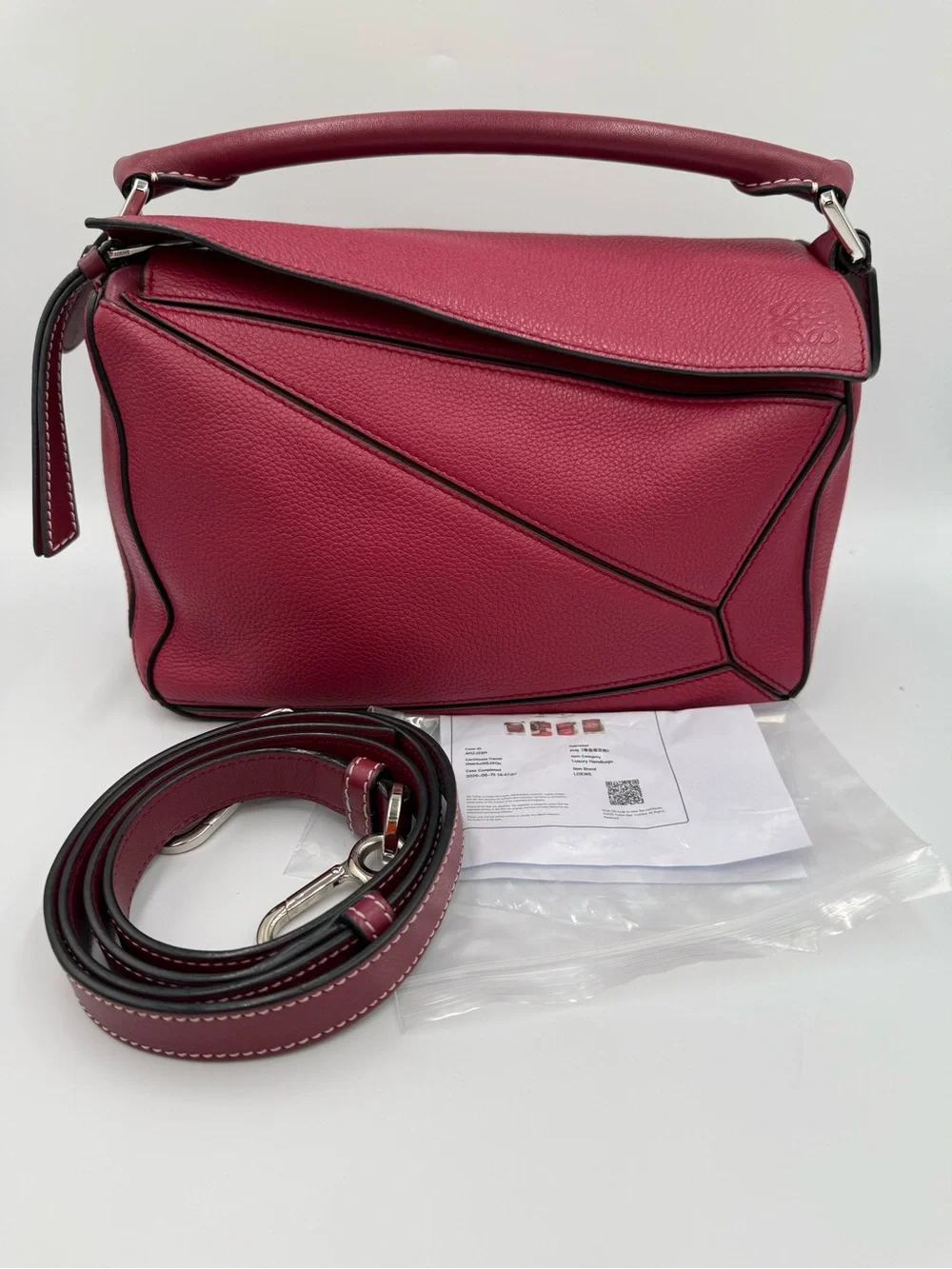 Loewe Hot Pink Puzzle Leather Top-Handle Shoulder Bag with Detachable CB Strap